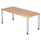 Artikelbild 1 für HAMMERBACHER QS19 höhenverstellbarer Schreibtisch eiche rechteckig, 4-Fuß-Gestell silber 180,0 x 80,0 cm, Artikelnummer 828165