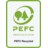 PEFC Recycled Logo in grün; Symbol mit zwei stilisierten Bäumen, Hinweis: Das Produkt stammt aus recycelten Quellen und Website-Link.