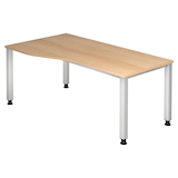 Artikelbild 1 für HAMMERBACHER QS18 höhenverstellbarer Schreibtisch eiche Trapezform, 4-Fuß-Gestell silber 180,0 x 80,0/100,0 cm, Artikelnummer 868531