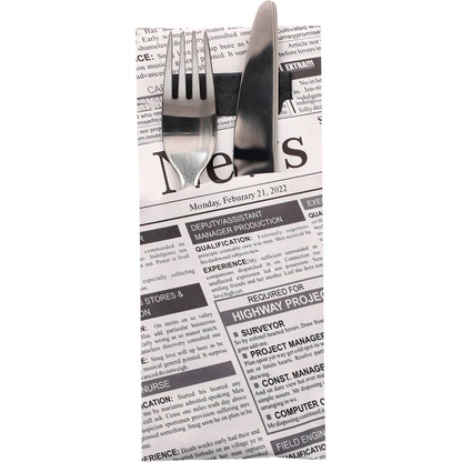 Artikelbild für PAPSTAR Bestecktaschen schwarz/weiß 8,5 x 20,0 cm, 520 St., Artikelnummer 829182