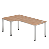 Artikelbild 1 für HAMMERBACHER QS82 höhenverstellbarer Schreibtisch nussbaum L-Form, 5-Fuß-Gestell silber 200,0 x 80,0/120,0 cm, Artikelnummer 868556