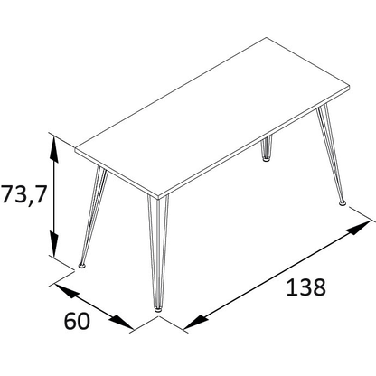 Artikelbild 2 für MÖBELPARTNER Emmik Schreibtisch weiß-eiche rechteckig, 4-Fuß-Gestell schwarz 138,0 x 60,0 cm, Artikelnummer 610559