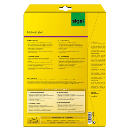 Artikelbild 5 für SIGEL Adressetiketten LA322 weiß 99,1 x 67,7 mm, 25 Blatt, Artikelnummer 513080