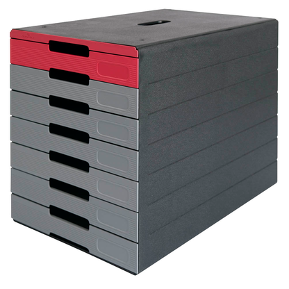 Artikelbild 2 für DURABLE Schubladenbox IDEALBOX PLUS grau/rot 776303, DIN A4 mit 7 Schubladen, 1 St., Artikelnummer 142549