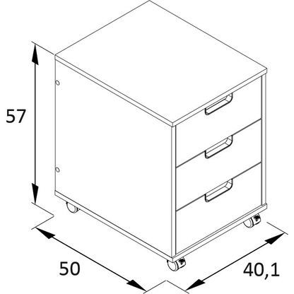 Artikelbild 2 für MÖBELPARTNER Emmik Rollcontainer weiß-eiche 3 Auszüge 40,0 x 50,0 x 57,0 cm, Artikelnummer 610693