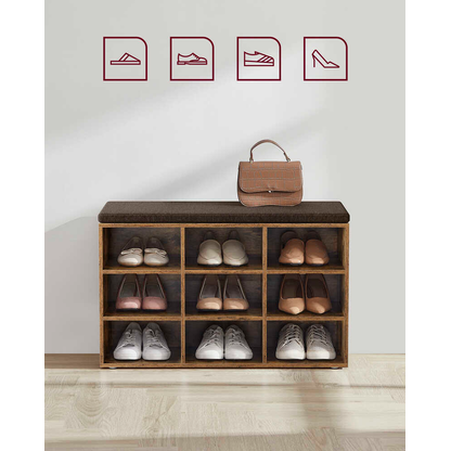 Artikelbild 6 für VASAGLE Schuhbank LHS009B01 vintagebraun, dunkelbraun Holz 78,6 cm, Artikelnummer 760458