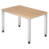 Artikelbild 1 für HAMMERBACHER QS12 höhenverstellbarer Schreibtisch eiche rechteckig, 4-Fuß-Gestell silber 120,0 x 80,0 cm, Artikelnummer 847090