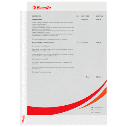 Artikelbild 2 für Esselte Prospekthüllen DIN A4 transparent genarbt 0,07 mm, 100 St., Artikelnummer 864389