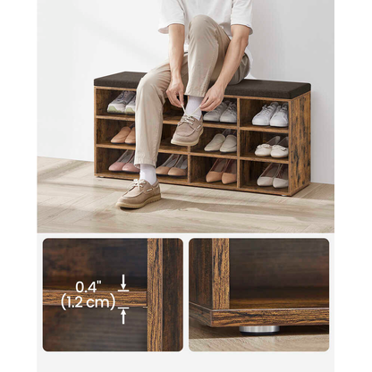 Artikelbild 5 für VASAGLE Schuhbank LHS012B01 vintagebraun, dunkelbraun Holz 104,0 cm, Artikelnummer 760159