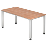 Artikelbild 1 für HAMMERBACHER QS16 höhenverstellbarer Schreibtisch nussbaum rechteckig, 4-Fuß-Gestell silber 160,0 x 80,0 cm, Artikelnummer 847215