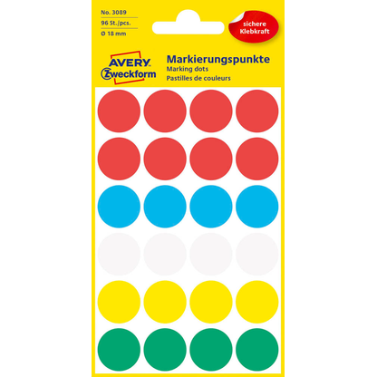 Artikelbild 2 für AVERY Zweckform Klebepunkte 3089 farbsortiert Ø 18,0 mm, 96 St., Artikelnummer 895868