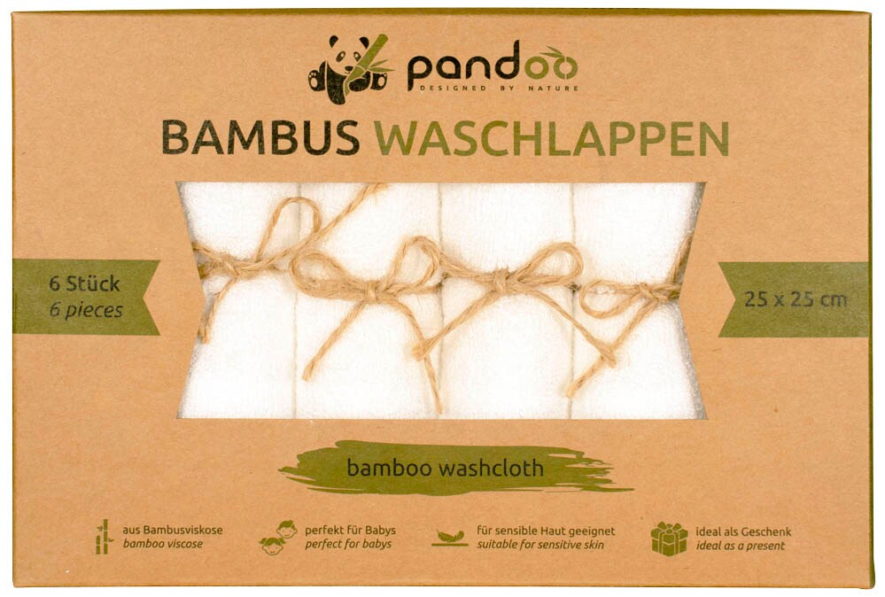 pandoo Waschlappen Bambus wei 25,0 x 25,0 cm, 6 St. | office discount