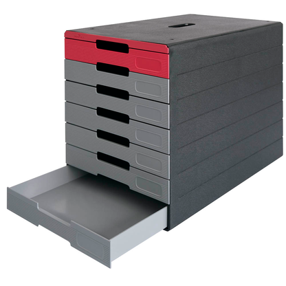 Artikelbild für DURABLE Schubladenbox IDEALBOX PLUS grau/rot 776303, DIN A4 mit 7 Schubladen, 1 St., Artikelnummer 142549