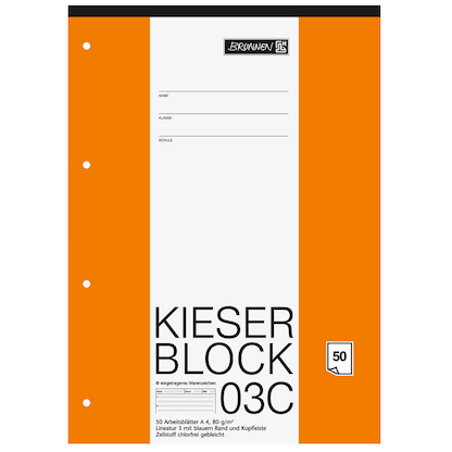 Artikelbild 2 für BRUNNEN Arbeitsblock Kieserblock gelocht DIN A4 liniert Lineatur 03C, 1 Block, Artikelnummer 121638