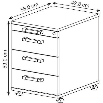 Artikelbild 2 für HAMMERBACHER Solid AC30 Rollcontainer lichtgrau 4 Auszüge 42,8 x 58,0 x 59,0 cm, Artikelnummer 399358