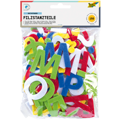 Artikelbild für folia Bastelfilz Buchstaben sortiert weiß, gelb, rot, blau, grün 150 St., Artikelnummer 479123