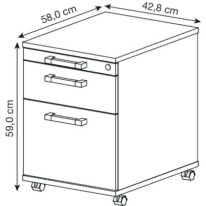 Artikelbild 2 für HAMMERBACHER Solid AC20 Rollcontainer lichtgrau 3 Auszüge 42,8 x 58,0 x 59,0 cm, Artikelnummer 399290
