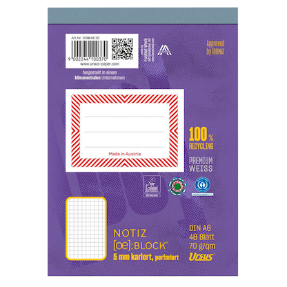 Artikelbild 2 für Ursus Notizblock OE DIN A6 kariert, 1 Block, Artikelnummer 883262