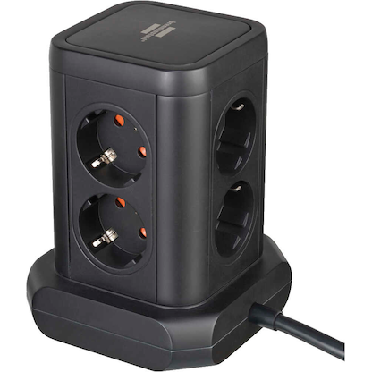Artikelbild 2 für brennenstuhl 8-fach Steckdosenturm 2,0 m schwarz mit USB-Buchse, Artikelnummer 734339