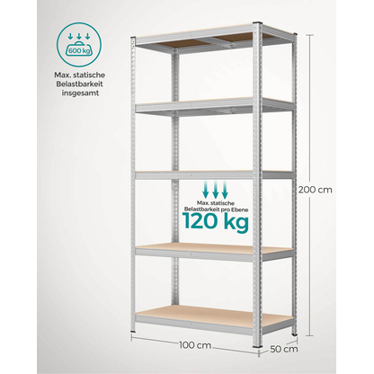 Artikelbild 8 für SONGMICS Schwerlastregal GLR050E01 silber 100,0 x 50,0 x 200,0 cm, Artikelnummer 263029