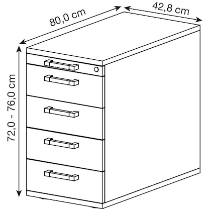 Artikelbild 3 für HAMMERBACHER Solid SC50 Standcontainer grafit 5 Auszüge Metall-Stangengriff chrom, gebürstet 42,8 x 80,0 x 72,0 - 76,0 cm, Artikelnummer 348447