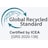 Logo des Global Recycled Standard, bestehend aus stilisiertem Globus mit Pfeilen und dem Schriftzug „Certified by ICEA [GRS 2020-138]“.