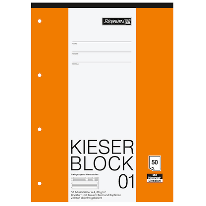 Artikelbild 2 für BRUNNEN Arbeitsblock Kieserblock gelocht DIN A4 liniert Lineatur 01, 1 Block, Artikelnummer 121689