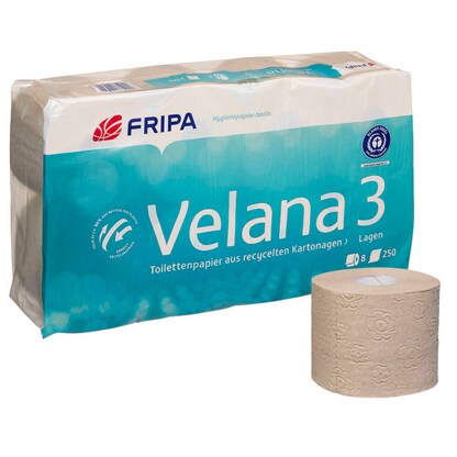 Artikelbild für FRIPA Toilettenpapier Velana 3-lagig Recyclingpapier, 8 Rollen, Artikelnummer 773418