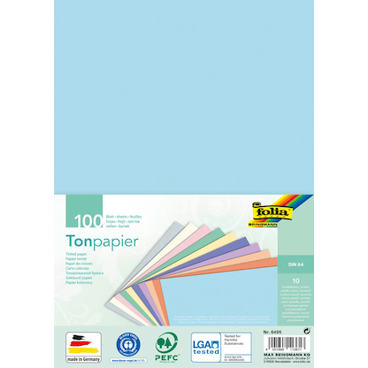 Artikelbild für folia Tonpapier Pastell farbsortiert 130 g/qm 100 Blatt, Artikelnummer 479273