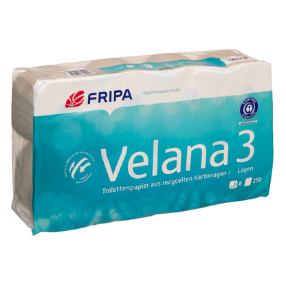 Artikelbild 5 für FRIPA Toilettenpapier Velana 3-lagig Recyclingpapier, 8 Rollen, Artikelnummer 773418
