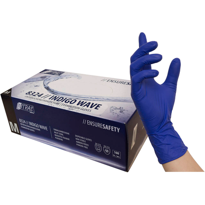 Artikelbild für NITRAS MEDICAL unisex Einmalhandschuhe INDIGO WAVE dunkelblau Größe M, 100 St., Artikelnummer 684714