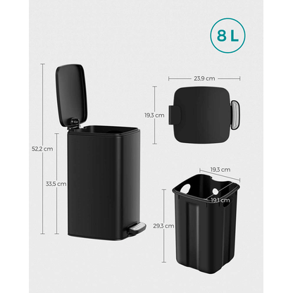 Artikelbild 3 für SONGMICS Mülleimer 8,0 l schwarz, 1 St., Artikelnummer 290969