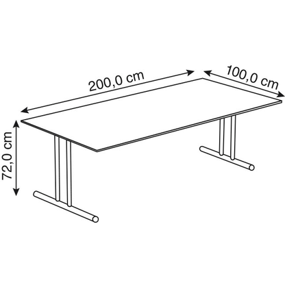 Artikelbild 2 für Kerkmann Konferenztisch Lago anthrazit rechteckig, T-Fuß-Gestell chrom, 200,0 x 100,0 x 72,0 cm, Artikelnummer 308217