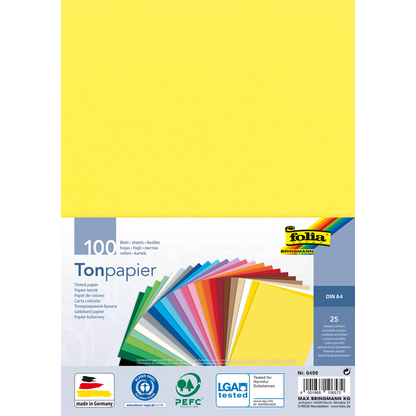 Artikelbild für folia Tonpapier farbsortiert 130 g/qm 100 Blatt, Artikelnummer 479392