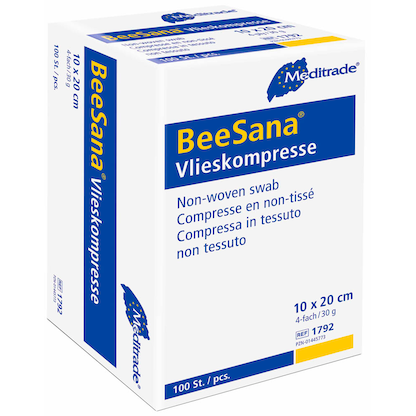 Artikelbild für Meditrade® Vlies-Kompressen BeeSana® 1792 weiß 20,0 x 10,0 cm, 100 St., Artikelnummer 242018