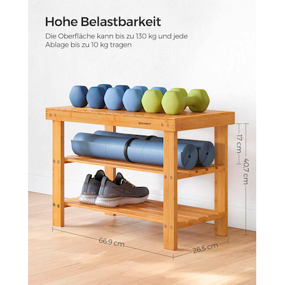 Artikelbild 3 für SONGMICS Schuhbank LBS04N natur Holz 70,1 cm, Artikelnummer 262349