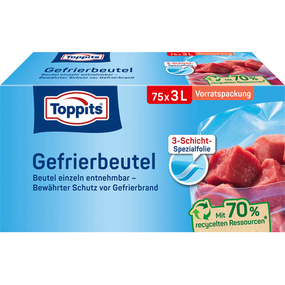 Artikelbild für Toppits Gefrierbeutel 3,0 l, 75 St., Artikelnummer 441756
