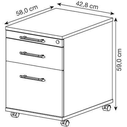 Artikelbild 3 für HAMMERBACHER AC20 Rollcontainer lichtgrau 3 Auszüge 42,8 x 58,0 x 59,0 cm, Artikelnummer 984393