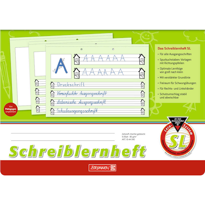 Artikelbild 2 für BRUNNEN Schreiblernheft Lineatur SL 1. Schuljahr liniert DIN A4 quer ohne Rand, 16 Blatt, 1 St., Artikelnummer 925451