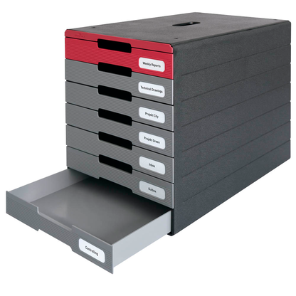 Artikelbild 3 für DURABLE Schubladenbox IDEALBOX PLUS grau/rot 776303, DIN A4 mit 7 Schubladen, 1 St., Artikelnummer 142549