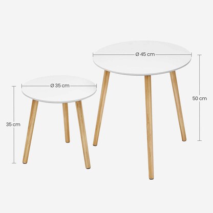 Artikelbild 7 für VASAGLE Beistelltische-Set rund MDF-Platte weiß, 2 St., Artikelnummer 291217