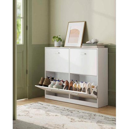 Artikelbild 4 für VASAGLE Schuhschrank, LBC035W01 weiß 4 Fachböden 105,5 x 24,0 x 82,7 cm, Artikelnummer 760829