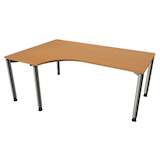 Artikelbild 1 für fm Sidney höhenverstellbarer Schreibtisch buche C-Form, 4-Fuß-Gestell silber 180,0 x 80,0/120,0 cm, Artikelnummer 509909