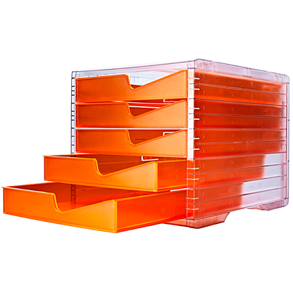 Artikelbild für styro Schubladenbox styroswingbox NEONline neon-orange 275-8430.2464, DIN A4 mit 5 Schubladen, 1 St., Artikelnummer 821763