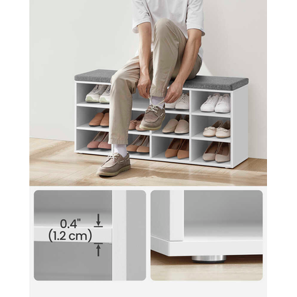 Artikelbild 5 für VASAGLE Schuhbank LHS012W14 weiß, grau Holz 104,0 cm, Artikelnummer 760536