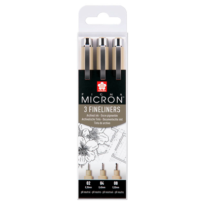 Artikelbild für Sakura Pigma Micron Fineliner-Set schwarz, 3 St., Artikelnummer 924704