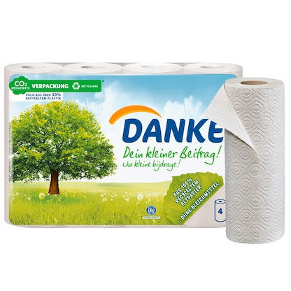 Artikelbild für DANKE Küchenrollen 3-lagig, 4 Rollen, Artikelnummer 412751