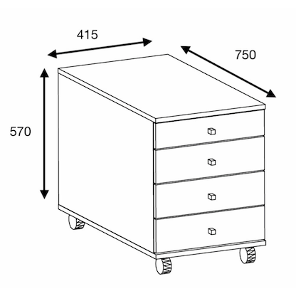 Artikelbild 2 für VCM my office Lona Rollcontainer anthrazit, honig-eiche 4 Auszüge 41,5 x 75,0 x 57,0 cm, Artikelnummer 267926