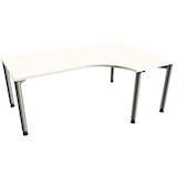 Artikelbild 1 für fm Sidney höhenverstellbarer Schreibtisch weiß C-Form, 4-Fuß-Gestell silber 180,0 x 80,0/120,0 cm, Artikelnummer 510432