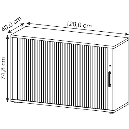 Artikelbild 2 für HAMMERBACHER Mirakel Rollladenschrank lichtgrau, silber 1 Fachboden 120,0 x 40,0 x 74,8 cm, Artikelnummer 100022